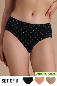 Zivame Medium Rise Full Coverage Hipster Panty (Pack of 3) - Multicolor — thumbnail 1